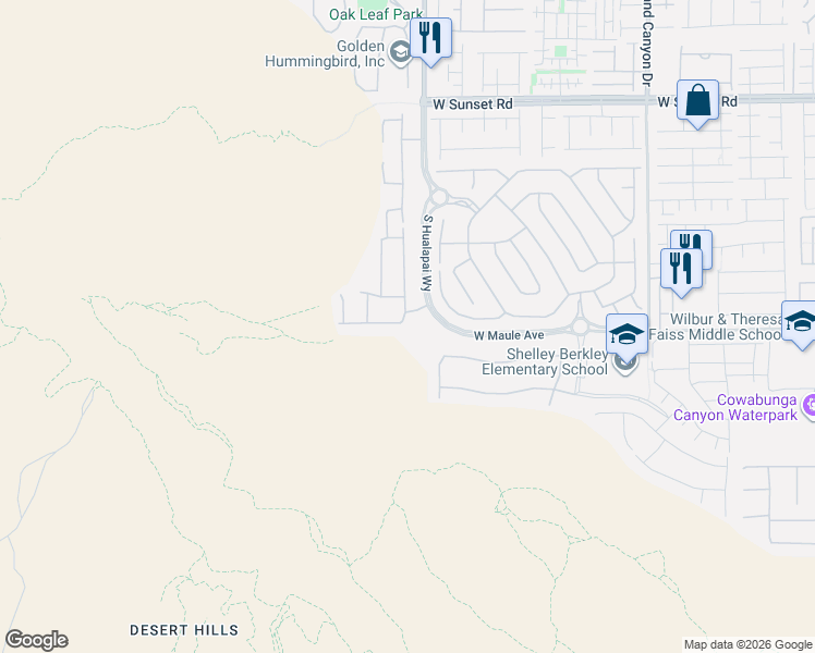 map of restaurants, bars, coffee shops, grocery stores, and more near 10222 Meridian Hill Avenue in Las Vegas