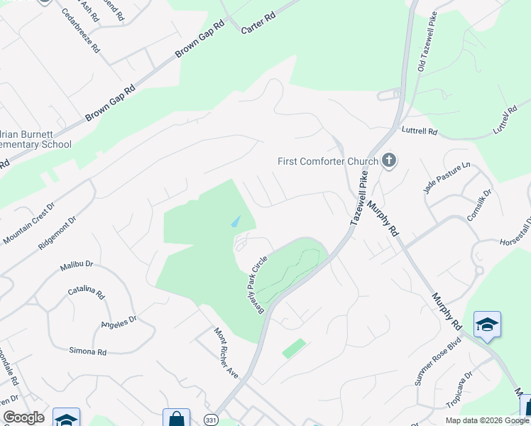 map of restaurants, bars, coffee shops, grocery stores, and more near 5432 Calvert Lane in Knoxville