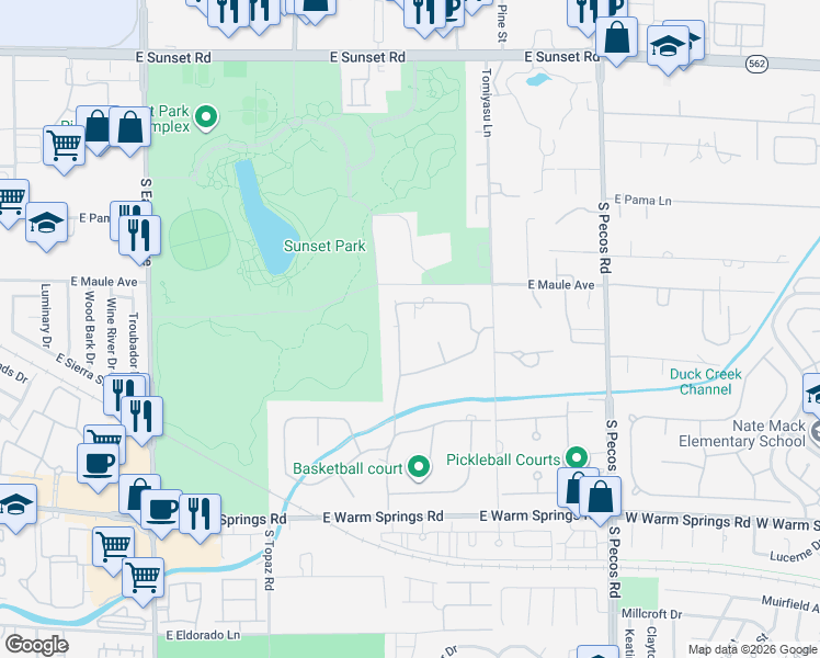 map of restaurants, bars, coffee shops, grocery stores, and more near 6980 Mira Vista Street in Las Vegas