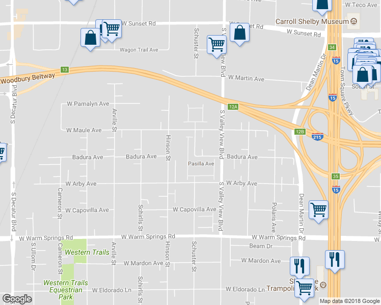 map of restaurants, bars, coffee shops, grocery stores, and more near 6982 Casa Encantada Street in Las Vegas