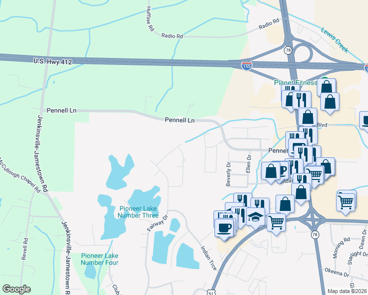 map of restaurants, bars, coffee shops, grocery stores, and more near 1429 Highland Drive in Dyersburg
