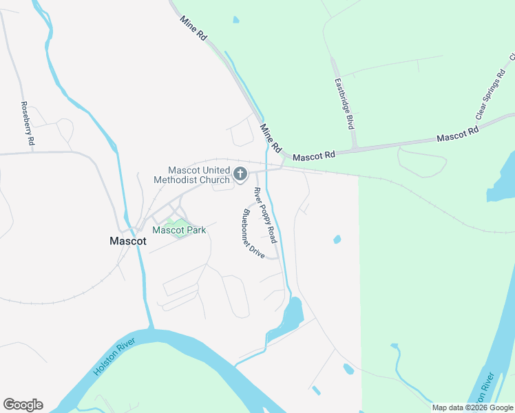 map of restaurants, bars, coffee shops, grocery stores, and more near 2138 Bluebonnet Drive in Mascot