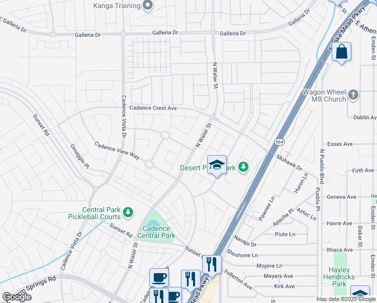 map of restaurants, bars, coffee shops, grocery stores, and more near 1147 North Water Street in Henderson