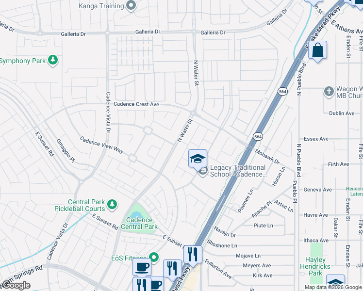 map of restaurants, bars, coffee shops, grocery stores, and more near 387 Pulse Avenue in Henderson