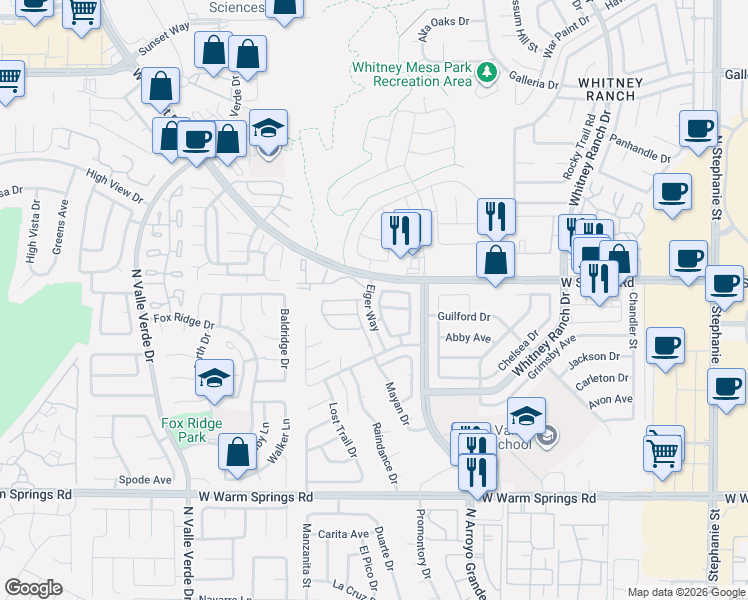 map of restaurants, bars, coffee shops, grocery stores, and more near 1670 Britannia Avenue in Henderson
