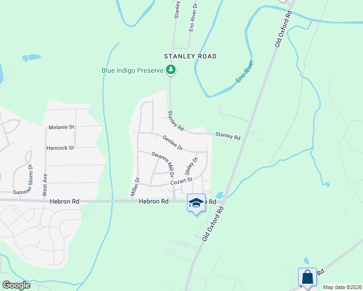 map of restaurants, bars, coffee shops, grocery stores, and more near 3121 Genlee Drive in Durham