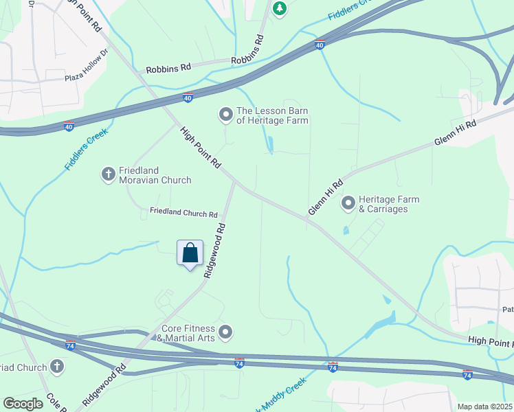 map of restaurants, bars, coffee shops, grocery stores, and more near 3820 High Point Road in Winston-Salem