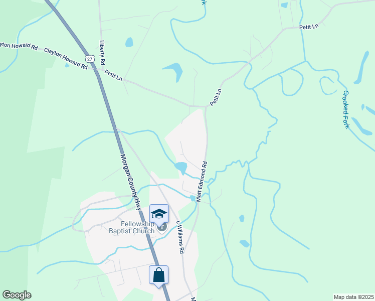 map of restaurants, bars, coffee shops, grocery stores, and more near 124 Austin Road in Wartburg