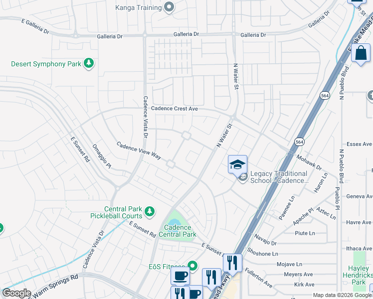 map of restaurants, bars, coffee shops, grocery stores, and more near 337 Values Circle in Henderson