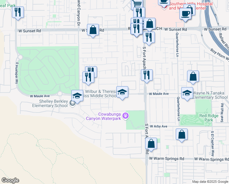 map of restaurants, bars, coffee shops, grocery stores, and more near 9587 Bighorn Ranch Ave in Las Vegas