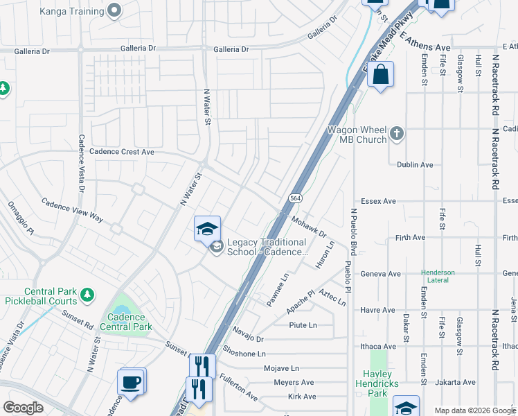 map of restaurants, bars, coffee shops, grocery stores, and more near 387 Alla Marcia Lane in Henderson