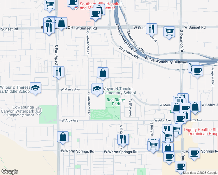 map of restaurants, bars, coffee shops, grocery stores, and more near 6884 Stonetrace Street in Las Vegas
