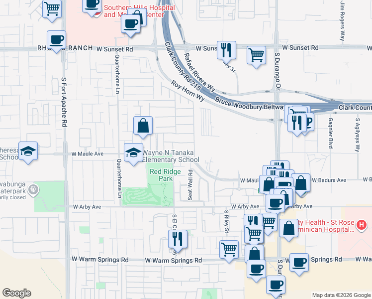 map of restaurants, bars, coffee shops, grocery stores, and more near 8946 Drew Valley Court in Las Vegas