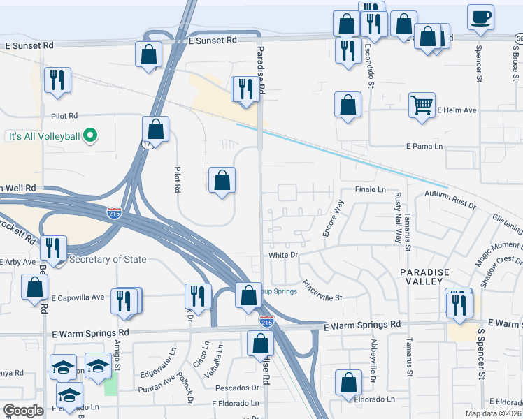 map of restaurants, bars, coffee shops, grocery stores, and more near 839 East Pilot Road in Las Vegas