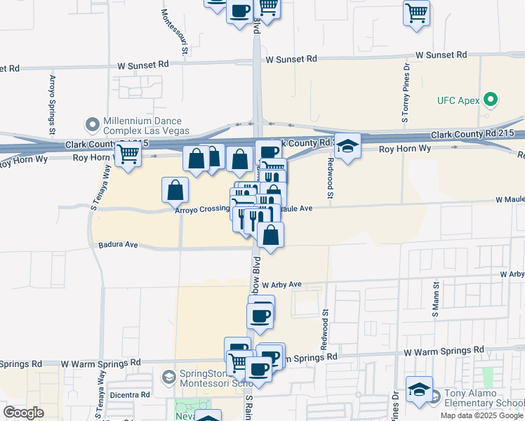 map of restaurants, bars, coffee shops, grocery stores, and more near 6910 S Rainbow Blvd in Las Vegas