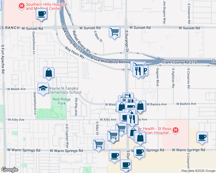 map of restaurants, bars, coffee shops, grocery stores, and more near 8777 West Maule Avenue in Las Vegas