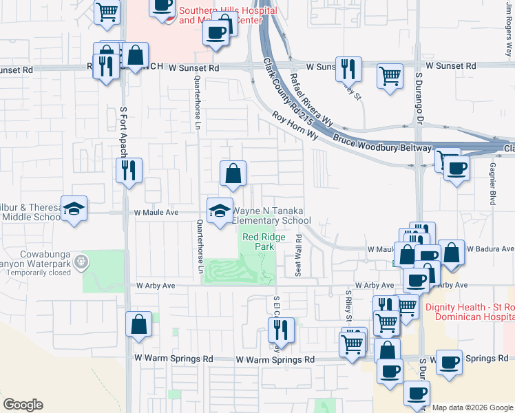 map of restaurants, bars, coffee shops, grocery stores, and more near 6884 Stonetrace Street in Las Vegas
