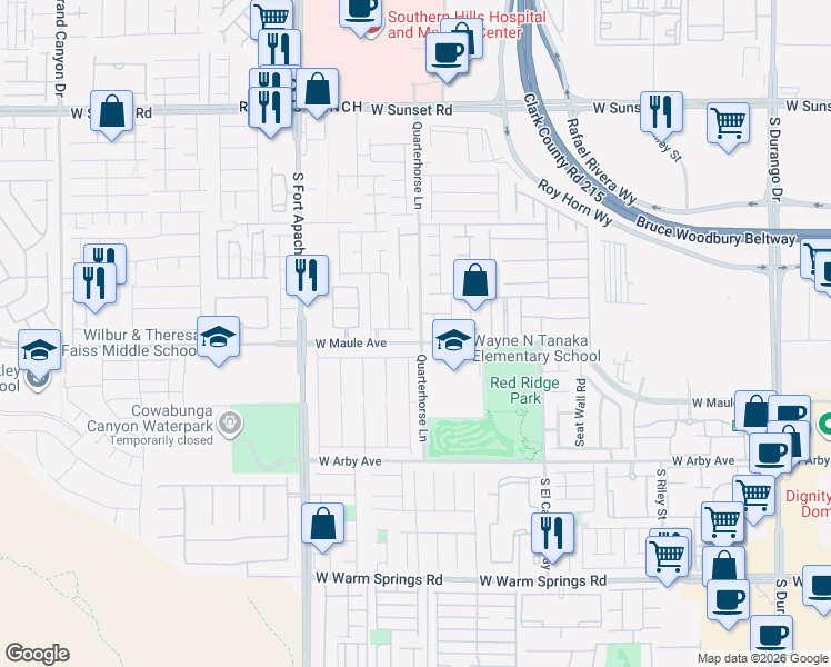 map of restaurants, bars, coffee shops, grocery stores, and more near 6899 Perfect Sunset Court in Las Vegas