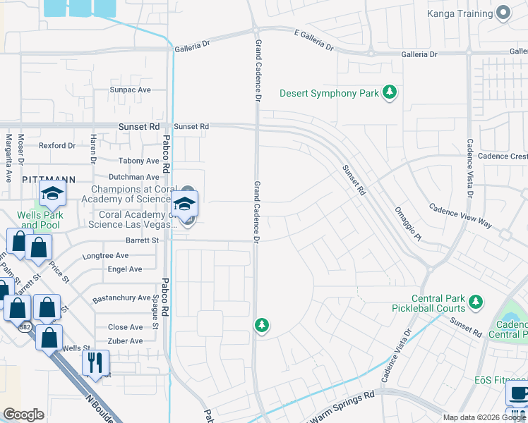 map of restaurants, bars, coffee shops, grocery stores, and more near 42 Sonata Dawn Avenue in Henderson