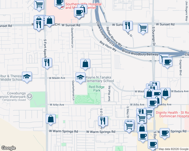 map of restaurants, bars, coffee shops, grocery stores, and more near 6884 Stonetrace Street in Las Vegas