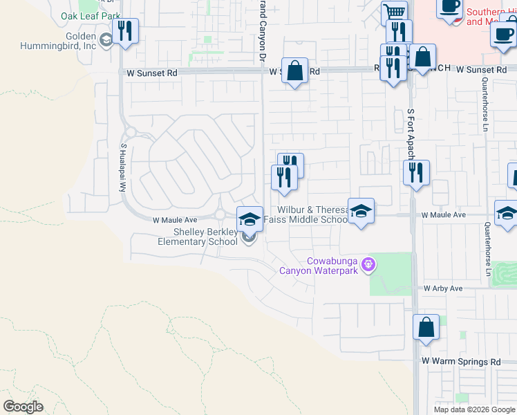 map of restaurants, bars, coffee shops, grocery stores, and more near 6881 Wood Clover Court in Las Vegas