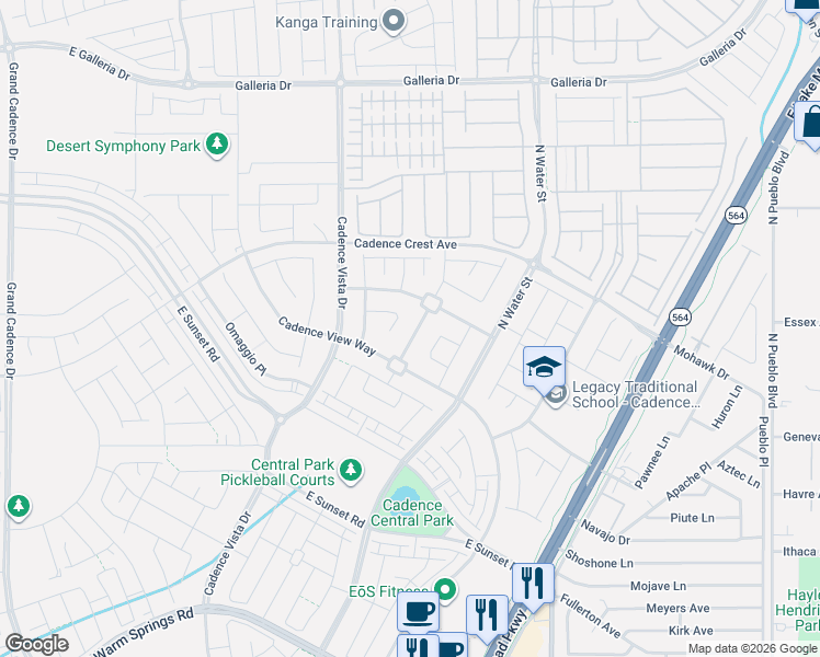 map of restaurants, bars, coffee shops, grocery stores, and more near 585 Our Heritage Street in Henderson