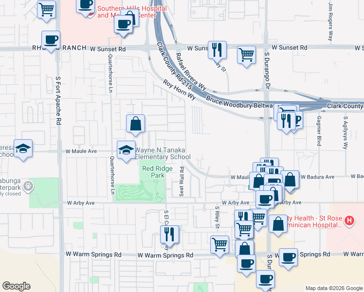 map of restaurants, bars, coffee shops, grocery stores, and more near 8922 Drew Valley Court in Las Vegas