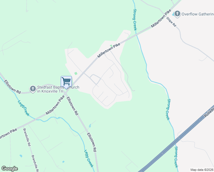 map of restaurants, bars, coffee shops, grocery stores, and more near Palace Green Rd in Knoxville