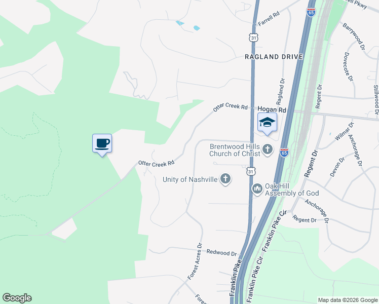 map of restaurants, bars, coffee shops, grocery stores, and more near 835 Otter Creek Road in Nashville