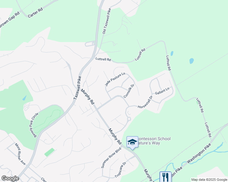 map of restaurants, bars, coffee shops, grocery stores, and more near 6108 Fresh Garden Drive in Knoxville