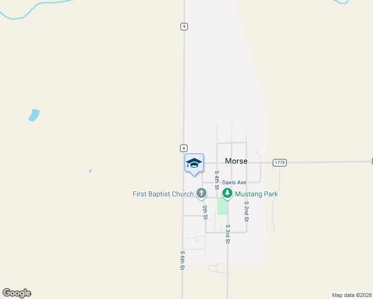 map of restaurants, bars, coffee shops, grocery stores, and more near County Road 9 in Morse