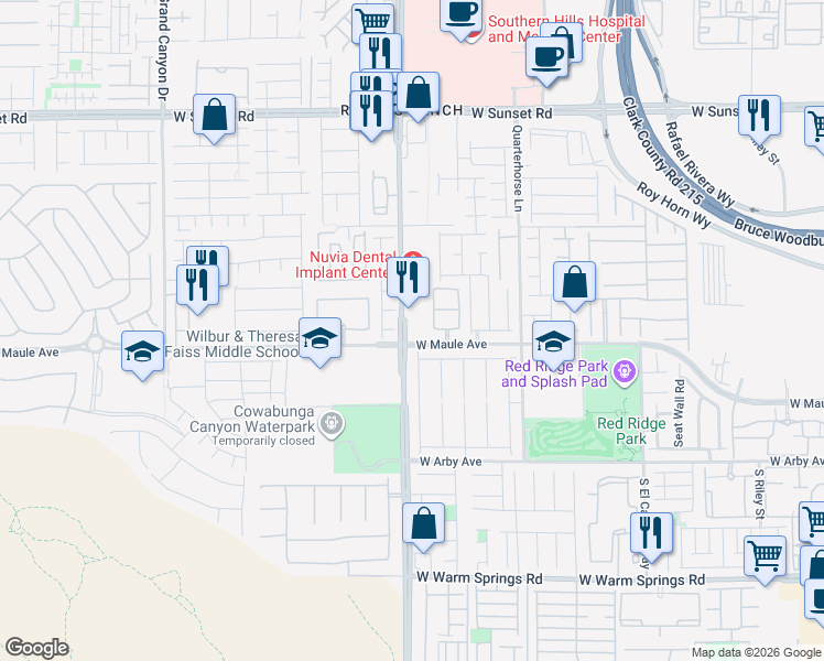 map of restaurants, bars, coffee shops, grocery stores, and more near 9434 West Maule Avenue in Las Vegas