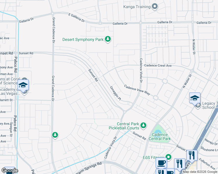 map of restaurants, bars, coffee shops, grocery stores, and more near 757 Omaggio Place in Henderson
