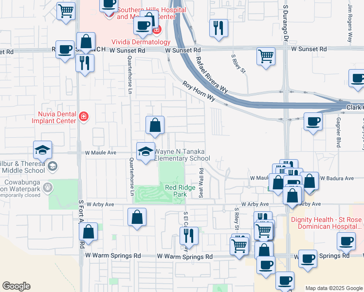 map of restaurants, bars, coffee shops, grocery stores, and more near 6871 Crimson Horse Court in Las Vegas