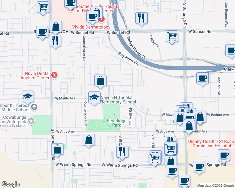 map of restaurants, bars, coffee shops, grocery stores, and more near 6871 Crimson Horse Court in Las Vegas