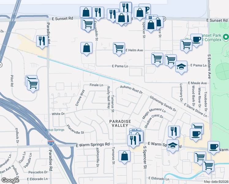 map of restaurants, bars, coffee shops, grocery stores, and more near 6994 Rusty Nail Way in Las Vegas
