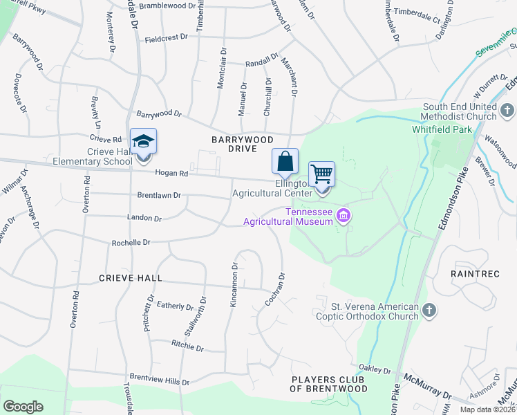 map of restaurants, bars, coffee shops, grocery stores, and more near 455 Manley Drive in Nashville