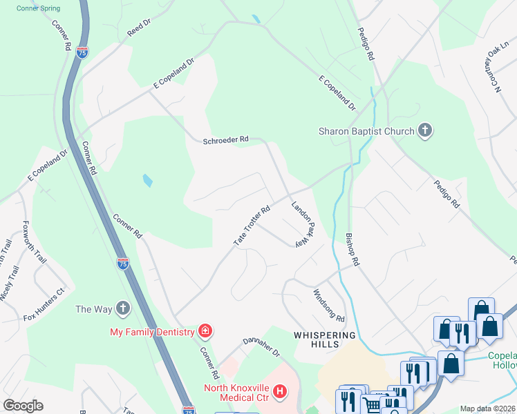 map of restaurants, bars, coffee shops, grocery stores, and more near 816 Tate Trotter Road in Powell