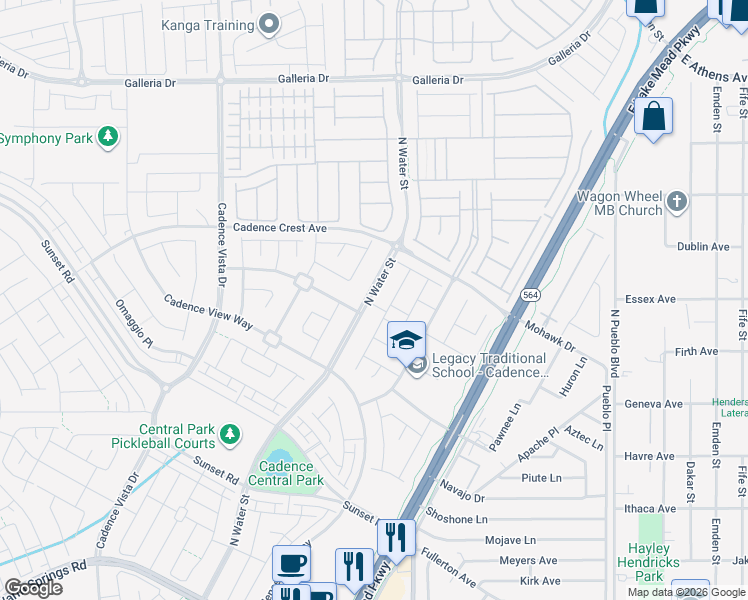 map of restaurants, bars, coffee shops, grocery stores, and more near 384 Pulse Avenue in Henderson