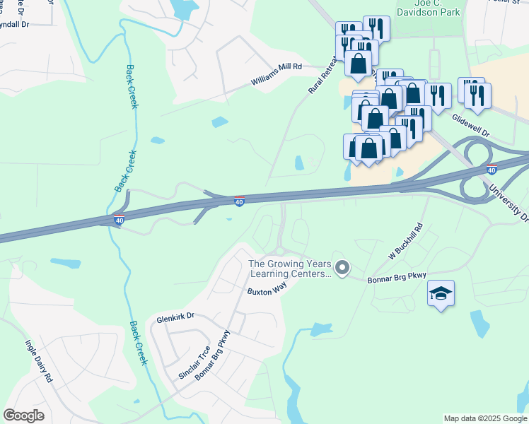 map of restaurants, bars, coffee shops, grocery stores, and more near 2248 Campbell Loop in Burlington