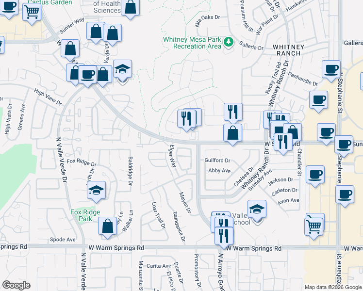 map of restaurants, bars, coffee shops, grocery stores, and more near 1670 Britannia Avenue in Henderson