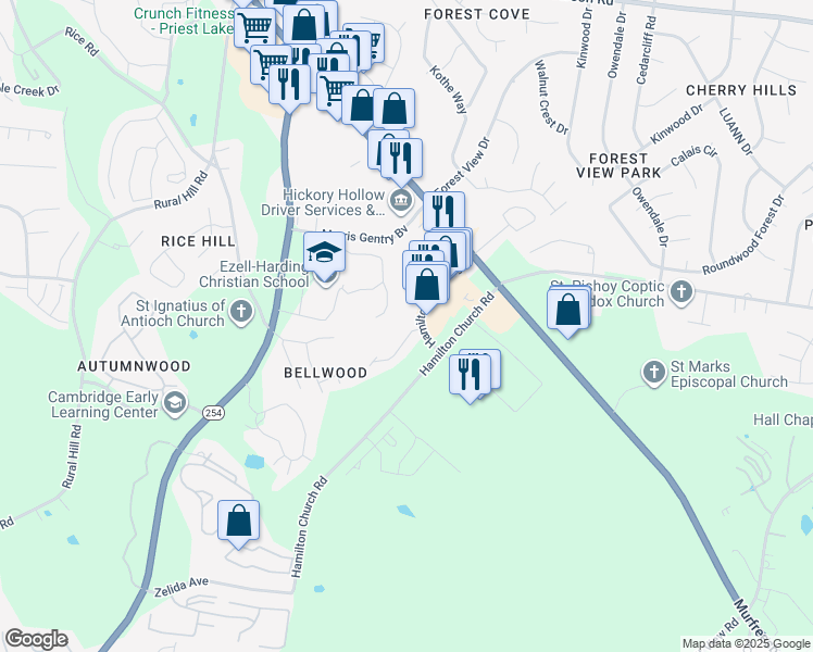 map of restaurants, bars, coffee shops, grocery stores, and more near 937 Hamilton Crossings in Nashville