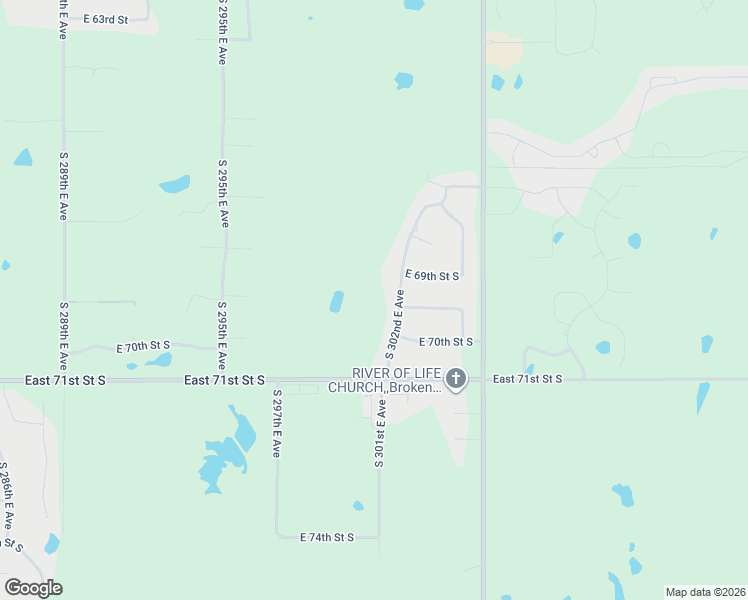 map of restaurants, bars, coffee shops, grocery stores, and more near 6944 South 302nd East Avenue in Broken Arrow