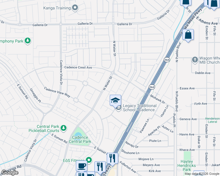 map of restaurants, bars, coffee shops, grocery stores, and more near 359 Con Brio Lane in Henderson