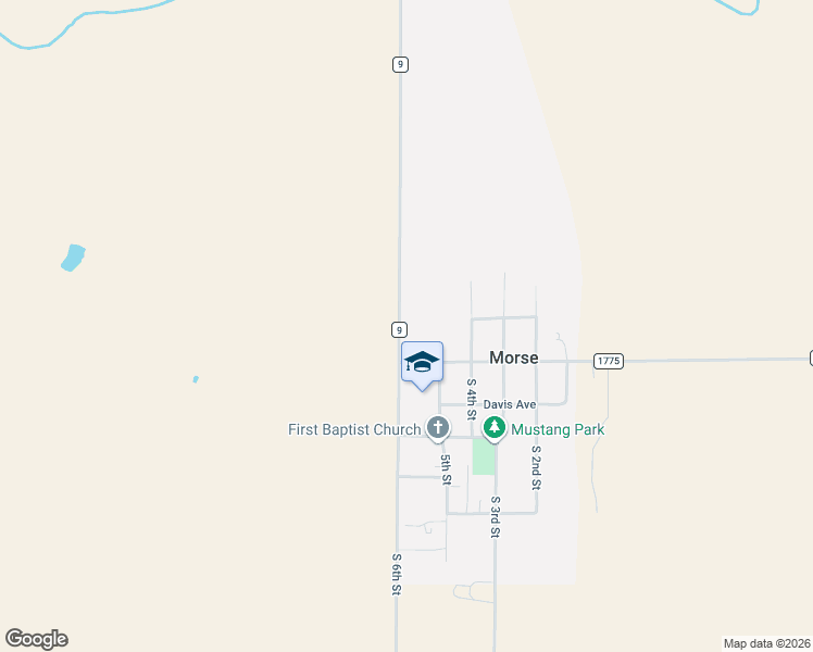 map of restaurants, bars, coffee shops, grocery stores, and more near County Road 9 in Morse