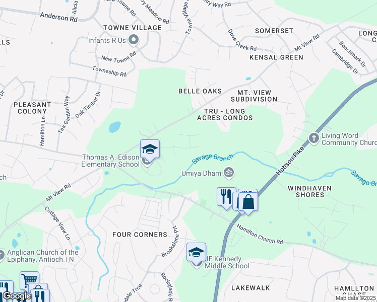 map of restaurants, bars, coffee shops, grocery stores, and more near 168 Painter Drive in Nashville