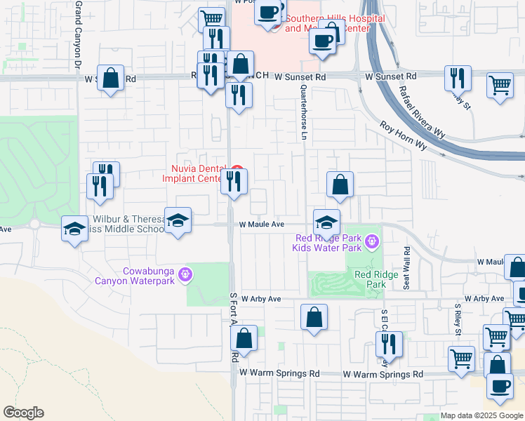 map of restaurants, bars, coffee shops, grocery stores, and more near 9330 West Maule Avenue in Las Vegas