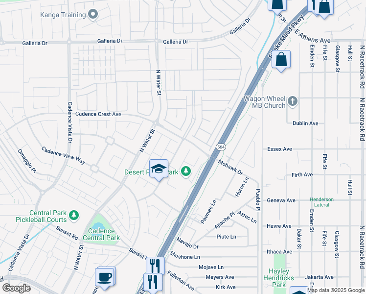map of restaurants, bars, coffee shops, grocery stores, and more near 390 Inflection Street in Henderson