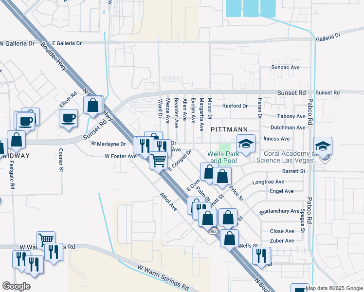 map of restaurants, bars, coffee shops, grocery stores, and more near 1701 Chestnut Street in Henderson