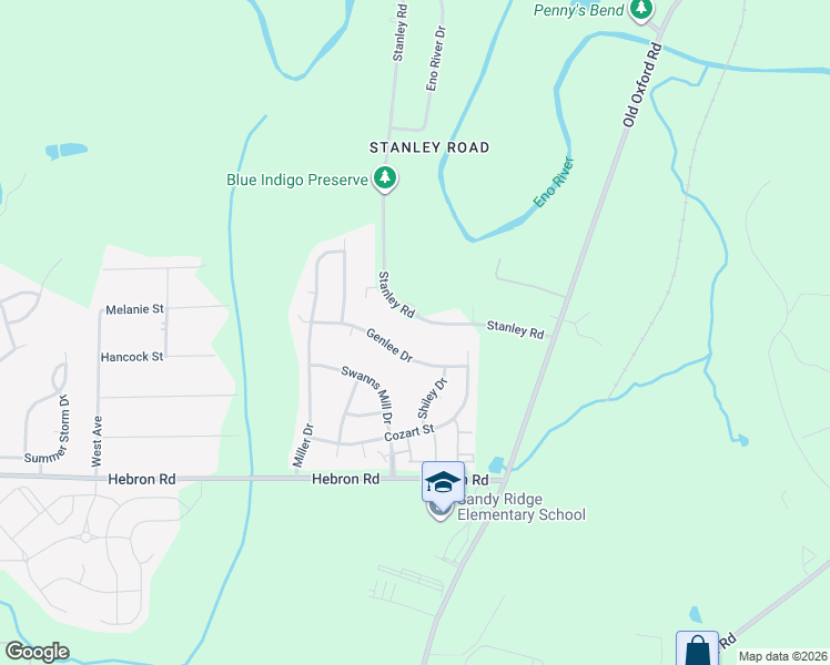 map of restaurants, bars, coffee shops, grocery stores, and more near 3106 Genlee Drive in Durham
